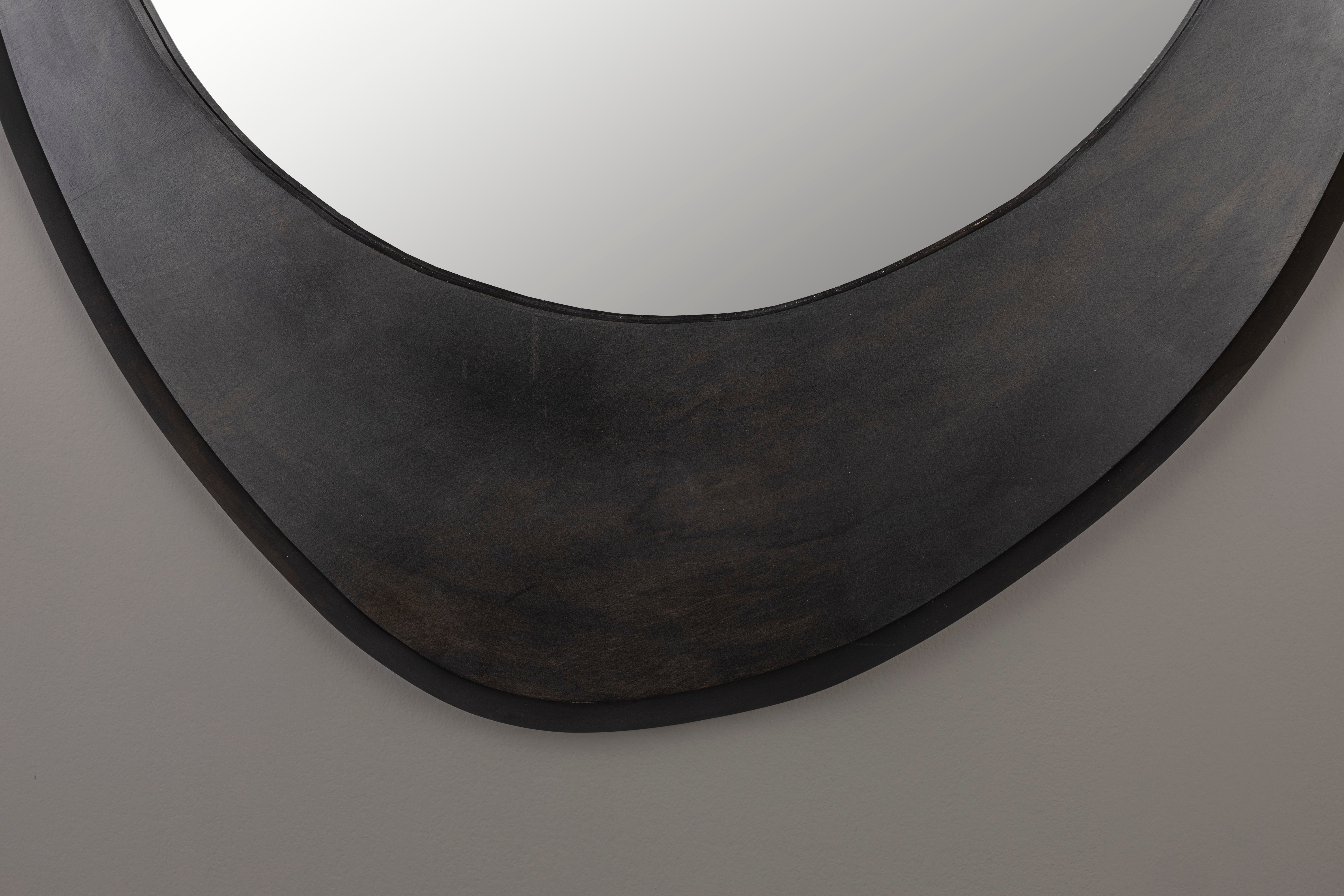 Dutchbone Aren Organic Black Wood Wall Mirror Medium